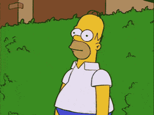 scared Homer Simpson disappearing in the bushes